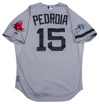 2013 Dustin Pedroia Game Used Boston Red Sox World Series Road Jersey
